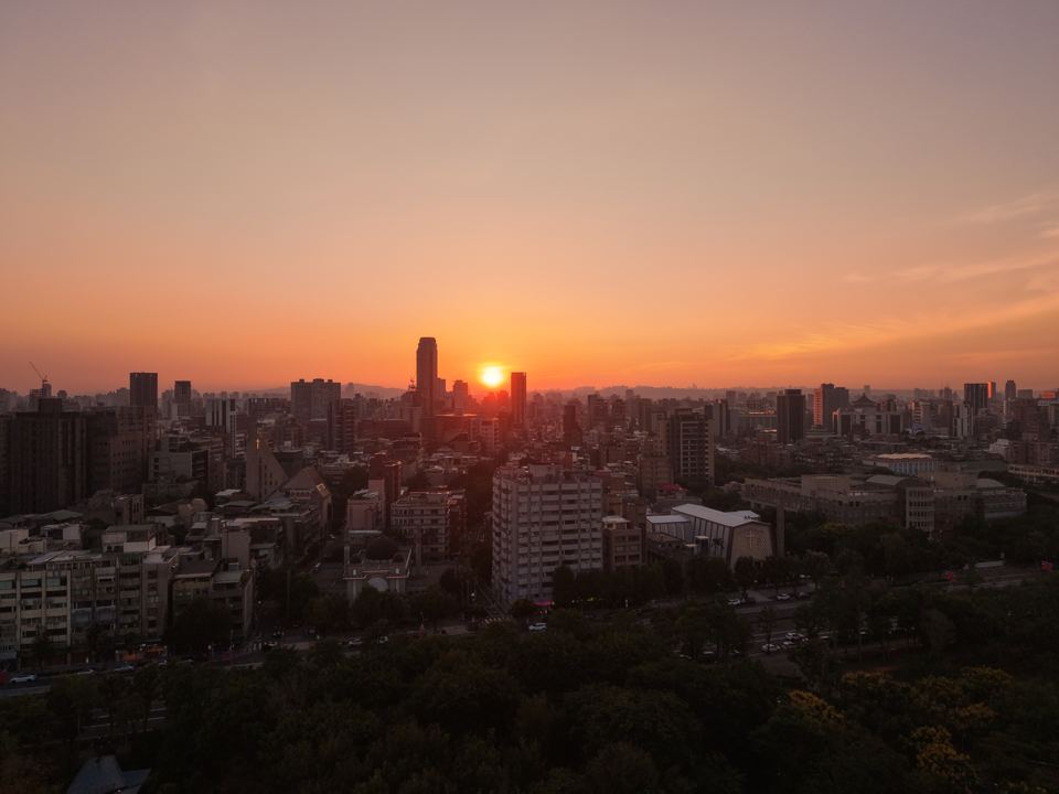 Sunset over the city